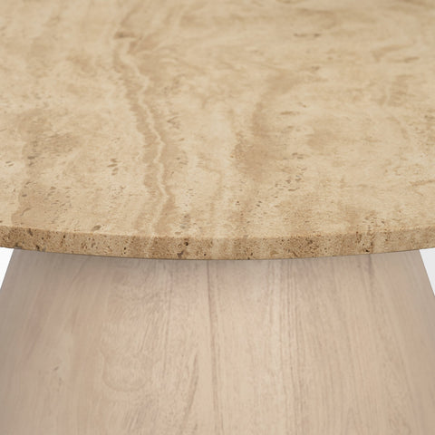Close-up of a wooden table with a natural finish