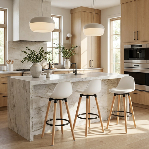 Diablo White Faux Leather Counter Stool - Set of Two