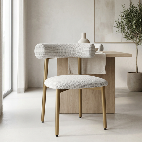 Barbara Pixel With Gold Legs - Dining Chair Amisco (Set Of Two)