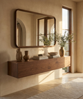 modern wood wall mirror