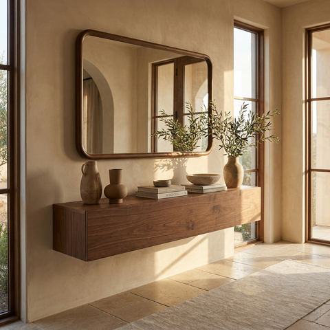 modern wood wall mirror