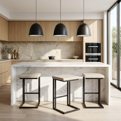 White Leather Counter Stool