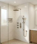 ShowerBox03 Brushed Nickel 3-Way Shared Thermostatic Shower Kit with 3 Body Jets - Aquabrass
