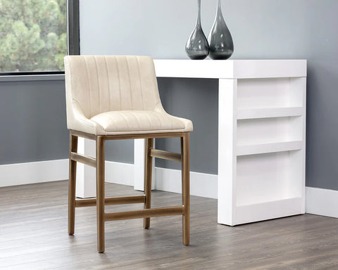 Halden Beige Faux Leather  - Counter Chair Sunpan