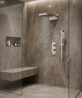 MiamiBox04 Polished Nickel 3-Way Shared Thermostatic Shower Kit with Dual-Function Aquasheet Rainhead - Aquabrass
