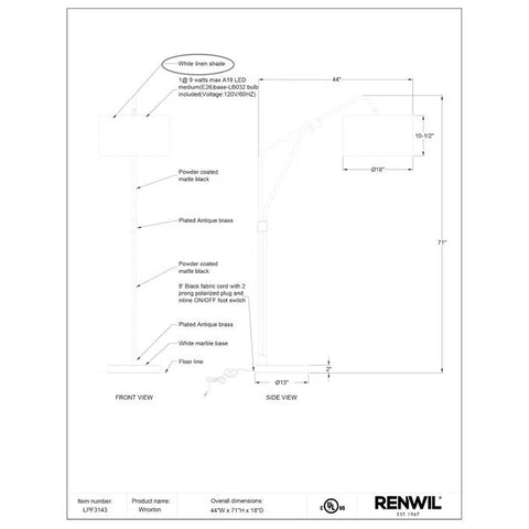 Wroxton - Floor Lamp Renwil