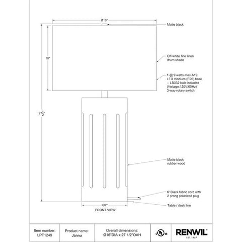 Jannu - Table Lamp Renwil