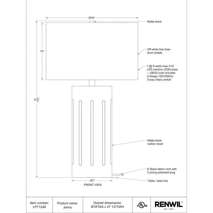 Jannu - Table Lamp Renwil