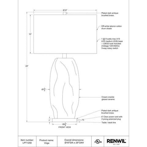 Virga - Table Lamp Renwil