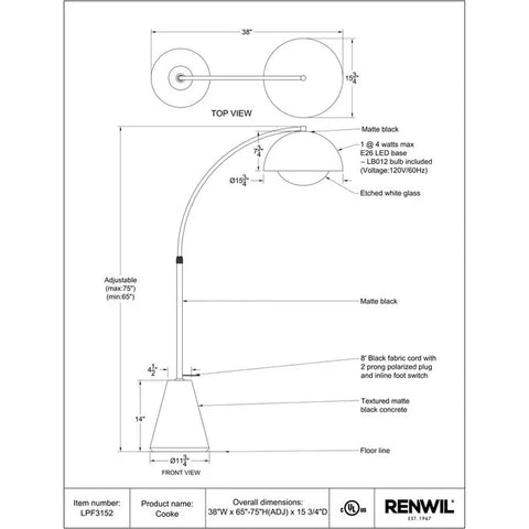 Cooke - Floor Lamp Renwil