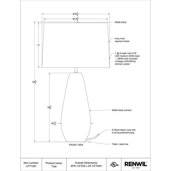 Tala - Table Lamp Renwil