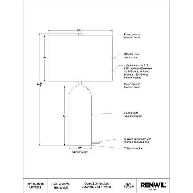 Beausoleil - Table Lamp Renwil