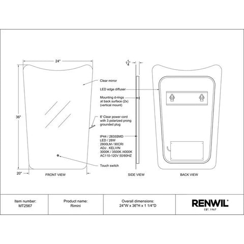 Rimini - LED Mirror Renwil