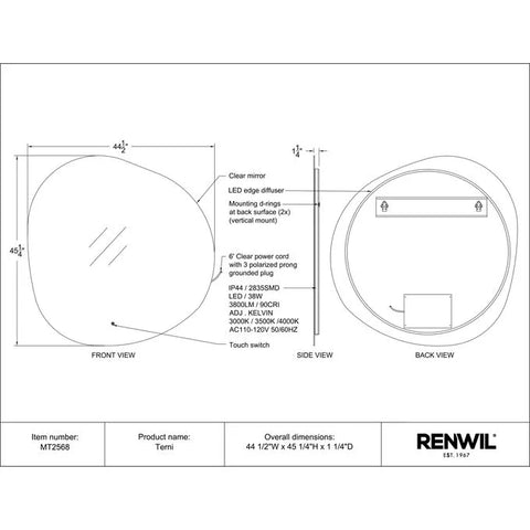 Terni - LED Mirror Renwil