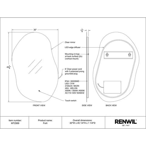 Forli - LED Mirror Renwil