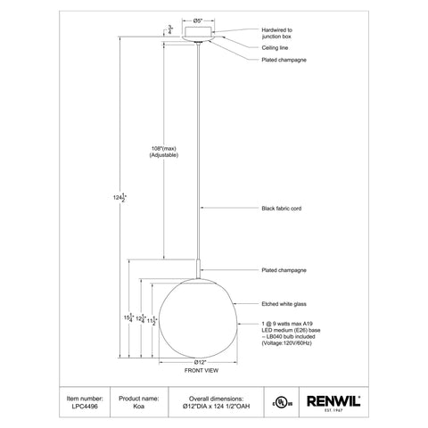 Koa - Ceiling Fixture Renwil