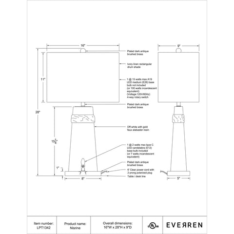 Nisrine - Table Lamp Renwil