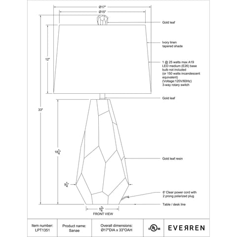Sanae - Table Lamp Renwil