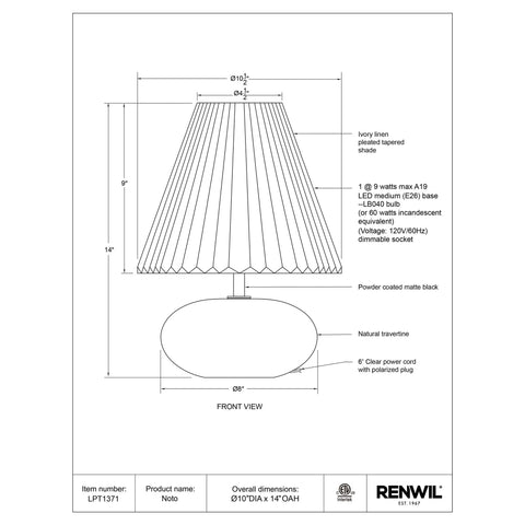 Noto - Table Lamp Renwil
