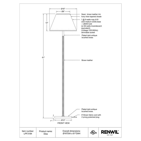 Elea - Floor Lamp Renwil