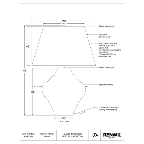 Pontia - Table Lamp Renwil