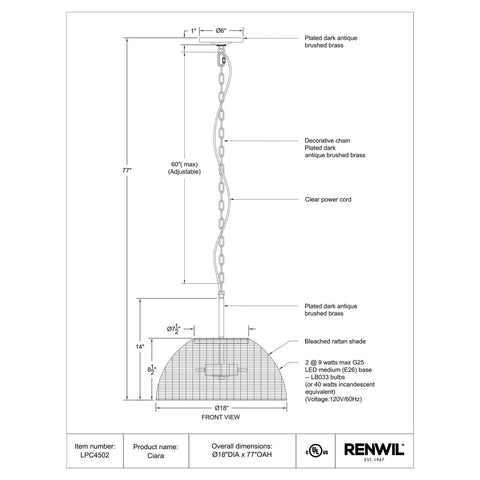 Ciara - Ceiling Fixture Renwil
