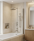 ShowerBox02 Brushed Nickel 3-Way Non-Shared Thermostatic Tub and Shower Kit with 12-Inch Rainhead - Aquabrass