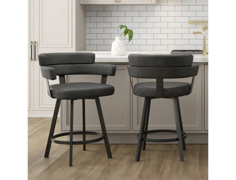 Oberon Charcoal - Counter Chair WW (Set Of Two)