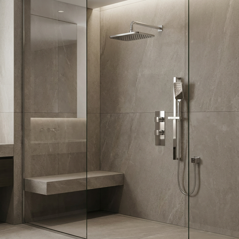 MiamiBox01G Polished Chrome 2-Way Non-Shared Thermostatic Shower System Trim Kit - Aquabrass