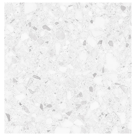 White terrazzo pattern with small specks on a white background