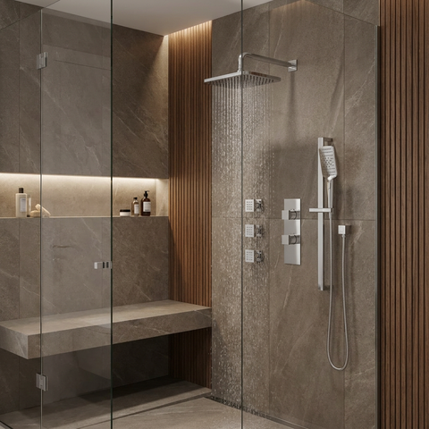 Non-Shared Thermostatic Shower Kit with 3 Body Jets - Aquabrass