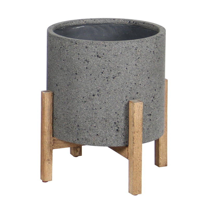 Patio Round Standing Pot (Grey Stone) -Planter