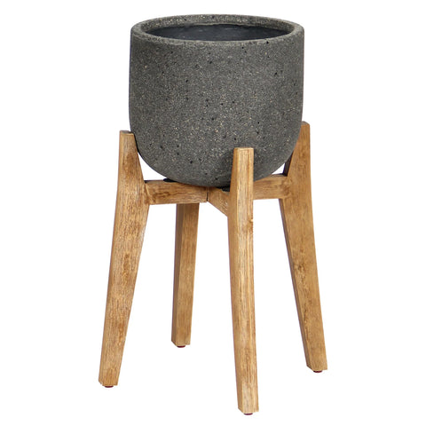 Patio Small Round Standing Pot (Grey) -Planter