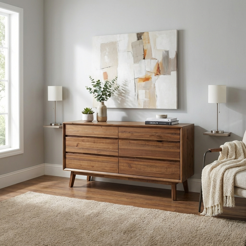 Gia Pecan Six Drawer - Dresser LH