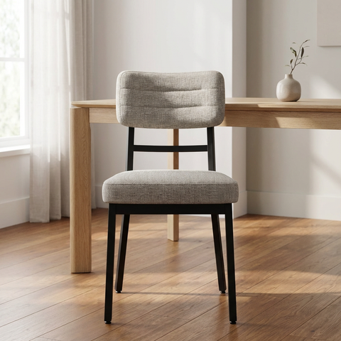 Phoebe Greige With Black Legs - Dining Chair Amisco (Set Of Two)