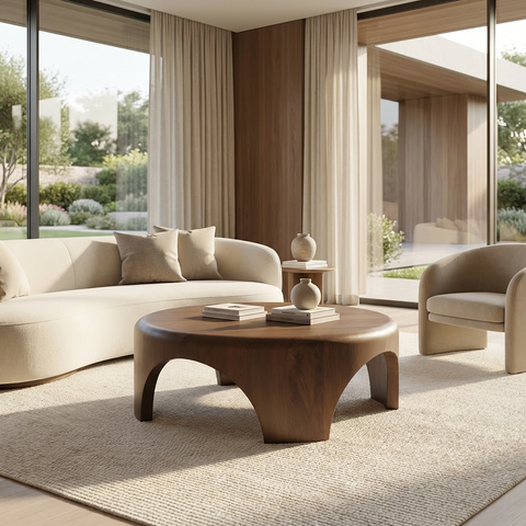 Shima Dark Brown Round - Coffee Table Mercana
