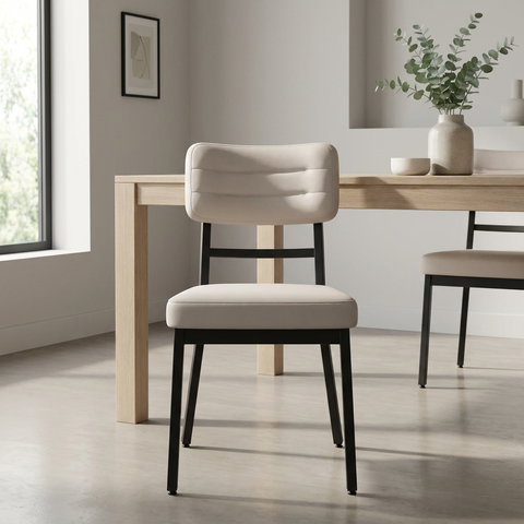 Phoebe Oyster With Black Legs - Dining Chair Amisco (Set Of Two)