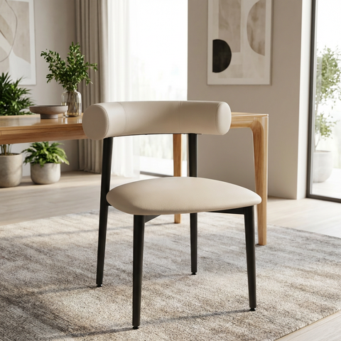 Barbara Oyster With Black Legs - Dining Chair Amisco (Set Of Two)