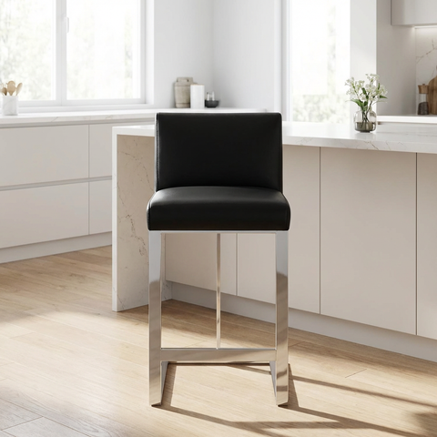 Dean Black With Stainless Steel - Counter Chair Sunpan