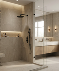 ShowerBox01G Electro Black 2-Way Non-Shared Thermostatic Shower Kit with 12-Inch Rainhead - Aquabrass