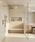 ShowerBox01 Brushed Nickel 2-Way Shared Thermostatic Shower Kit with 12-Inch Rainhead - Aquabrass