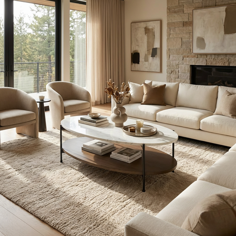 Larkin Oval Dark Brown - Coffee Table Mercana