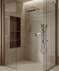 INABOX01 Brushed Nickel 2-Way Non-Shared Thermostatic Shower Kit with 14" x 8" Rectangular Rainhead - Aquabrass