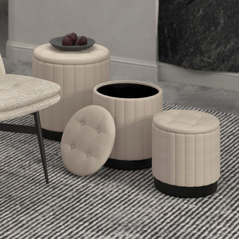 Lexi Beige- Ottoman (Set Of Three) WW