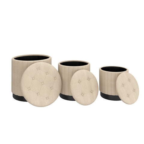 Lexi Beige- Ottoman (Set Of Three) WW