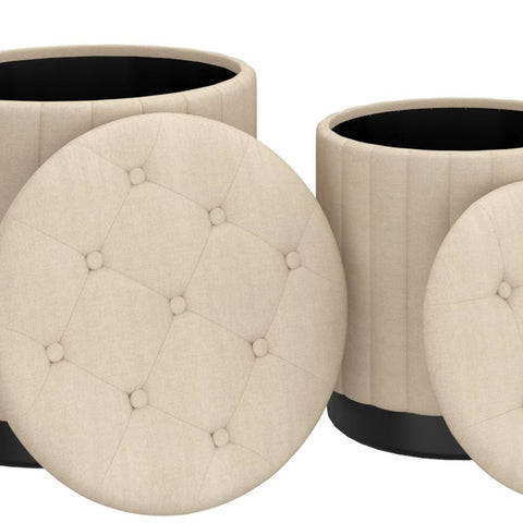 Lexi Beige- Ottoman (Set Of Three) WW