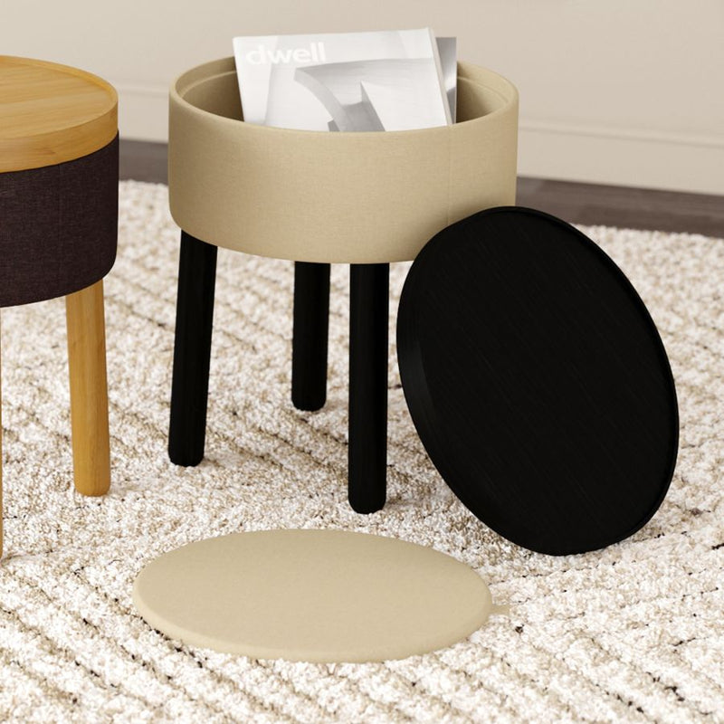 Polly Beige With Black - Ottoman WW