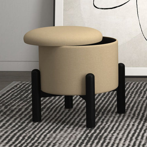 Heidi Beige With Black - Ottoman WW