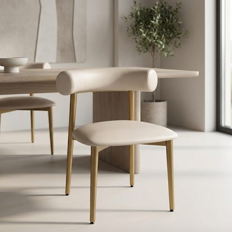 Barbara Oyster With Gold Legs - Dining Chair Amisco (Set Of Two)