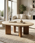 travertine top coffee table oval shape